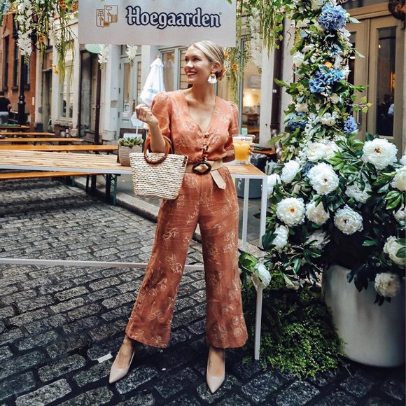 Capulet Isalina Oleander Floral Printed Linen Cropped Jumpsuit Coral S NWOT - Picture 16 of 16